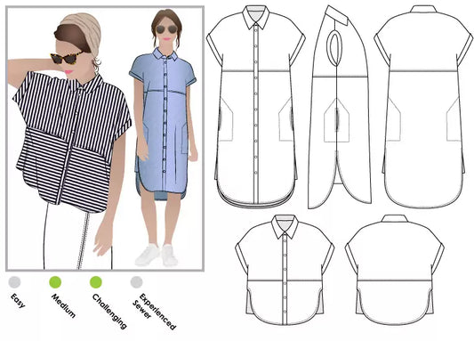 Blaire Shirt & Dress - Paper Sewing Pattern - Style Arc