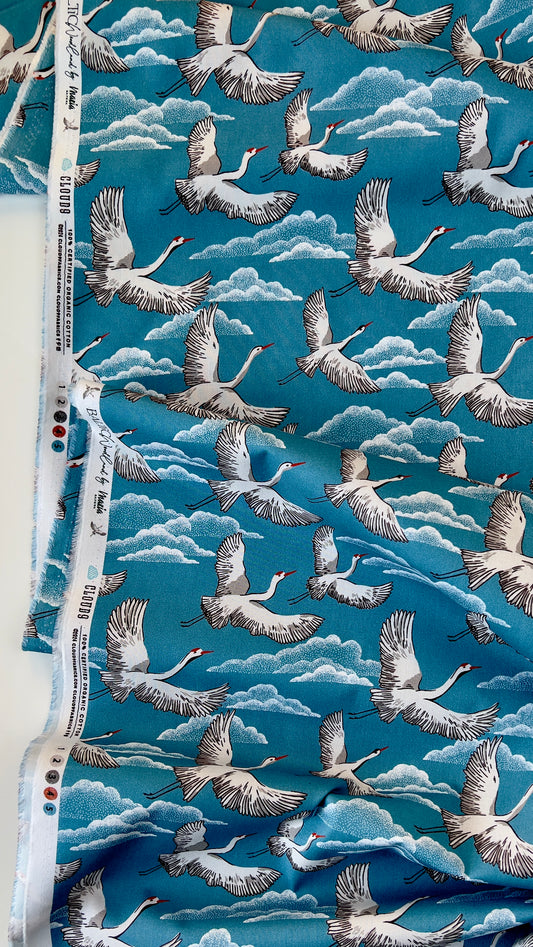 ORGANIC Flying Cranes - Cloud 9 Quilting Cotton