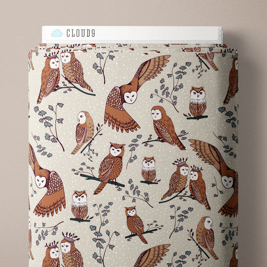 Owlette Almond - Black Forest by Jayme Murray for Cloud9 Fabrics