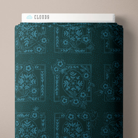Forest Scarf Teal - Black Forest by Jayme Murray for Cloud9 Fabrics