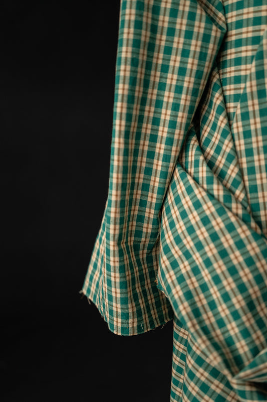 Herby Hopper Organic Cotton/Linen Gingham - green check fabric