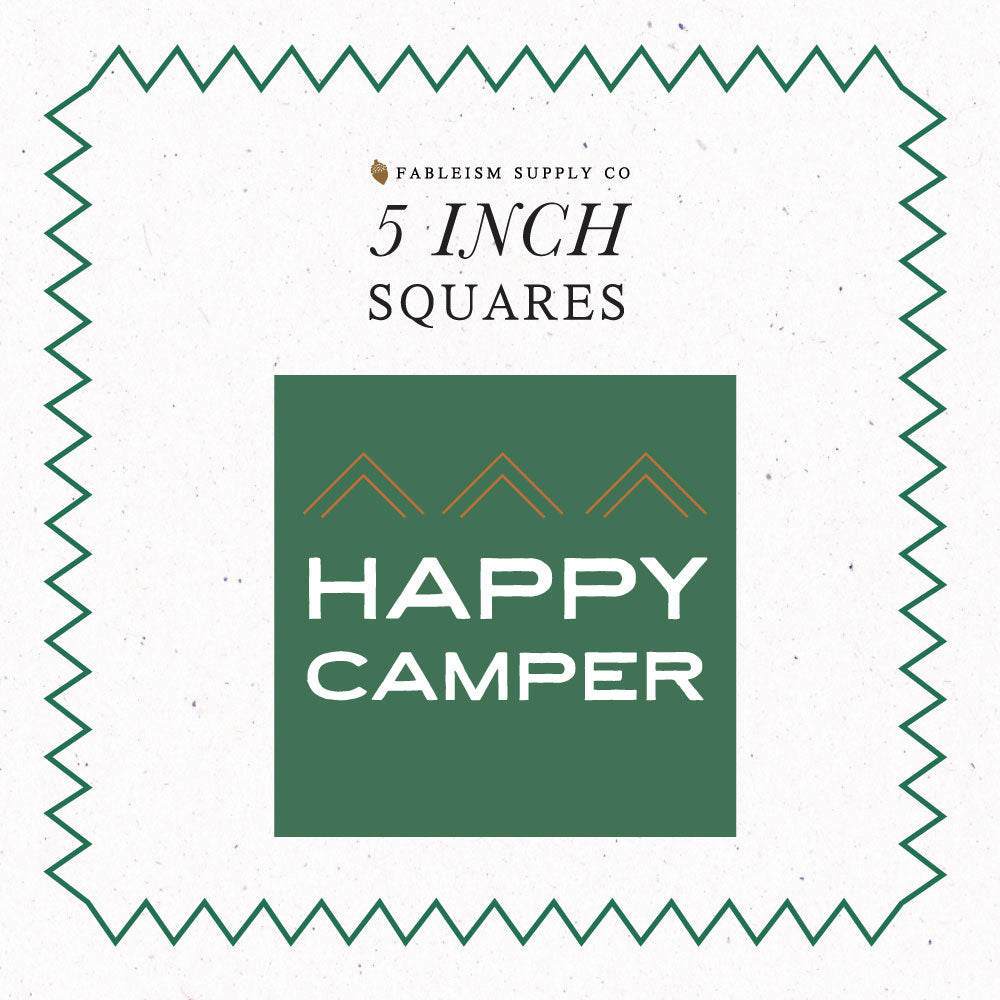 Happy Camper 5 inch charm squares by Fableism Supply Co
