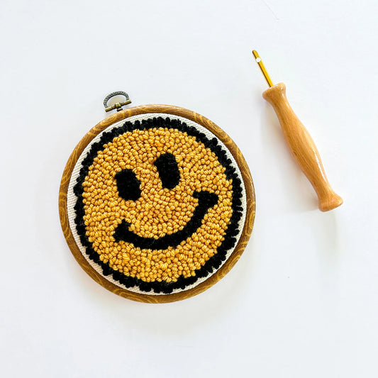 Yellow Smiley Begin To Punch Needle Kit