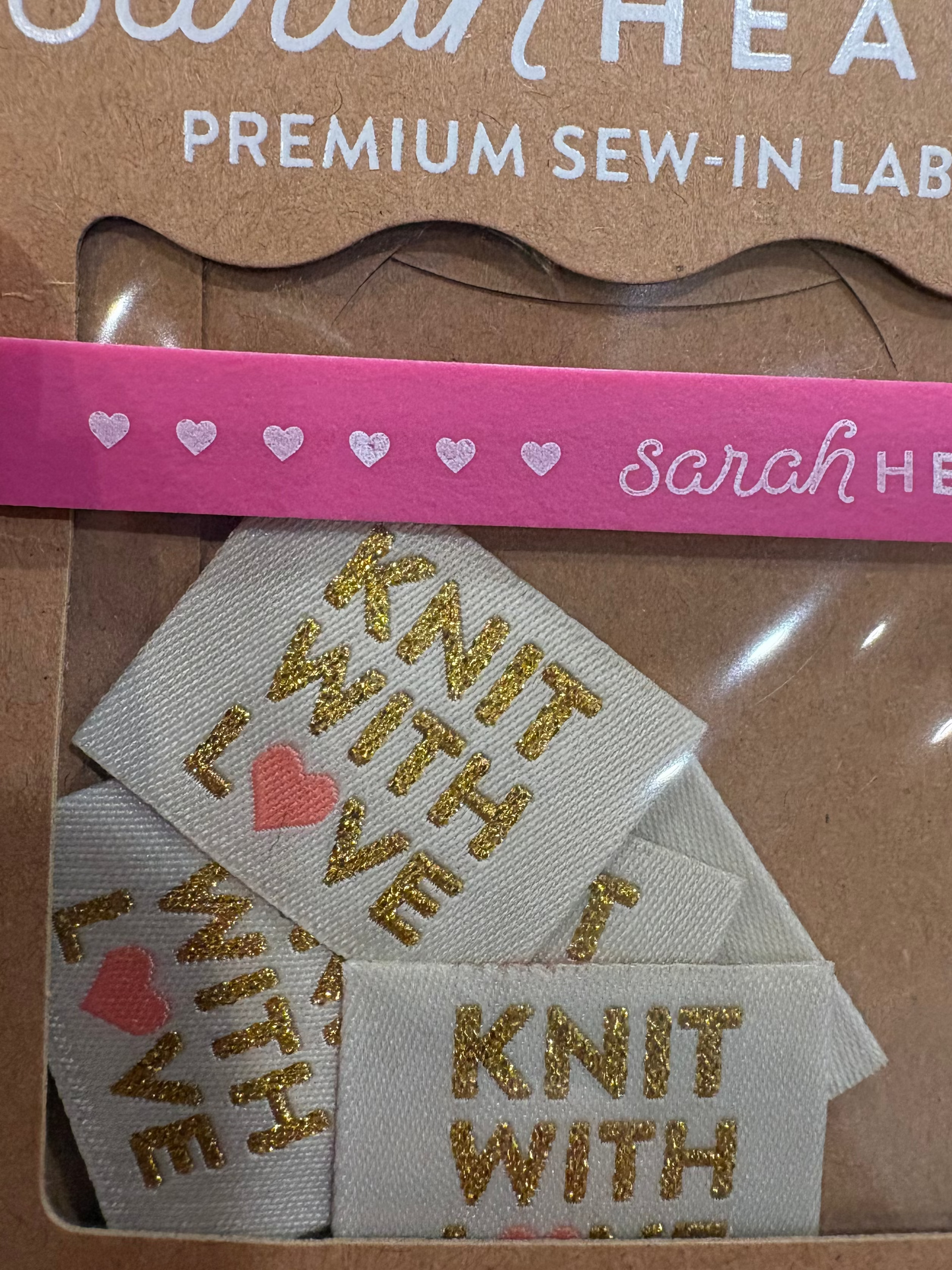 Vertical Knit with Love Woven Labels - Knitting Sewing Clothing Label