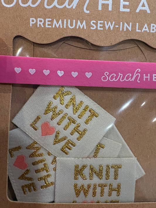 Vertical Knit with Love Woven Labels - Knitting Sewing Clothing Label