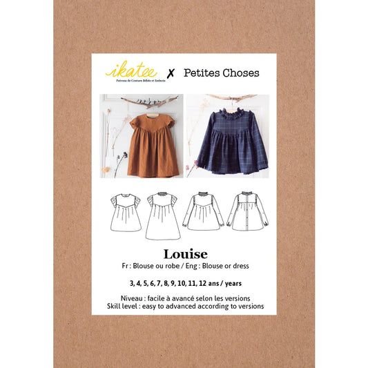 LOUISE Blouse & Dress - Girl 3-12Y - Paper Sewing Pattern - Ikatee Patterns