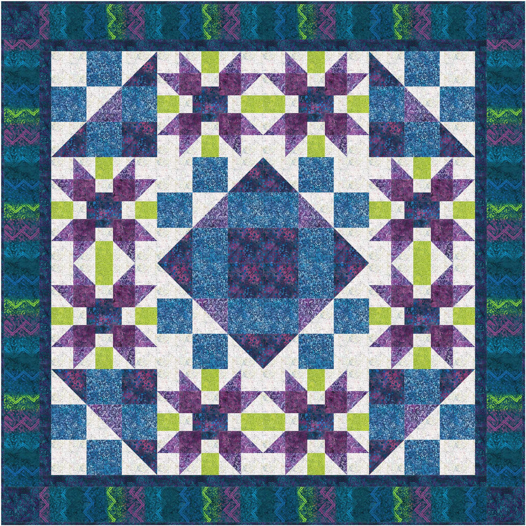 Rotating Stars Pattern #308 - blue colorway