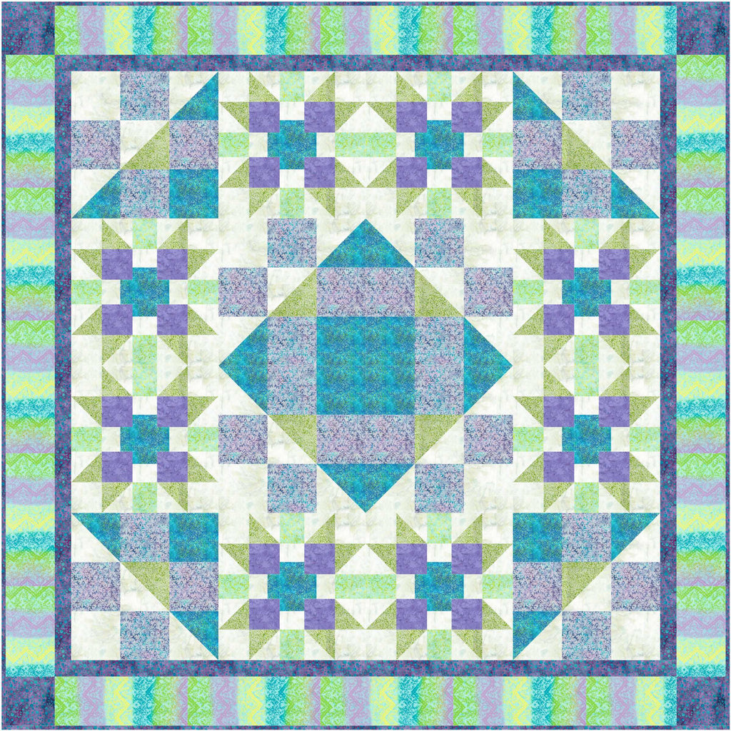 Rotating Stars Pattern #308 - green colorway