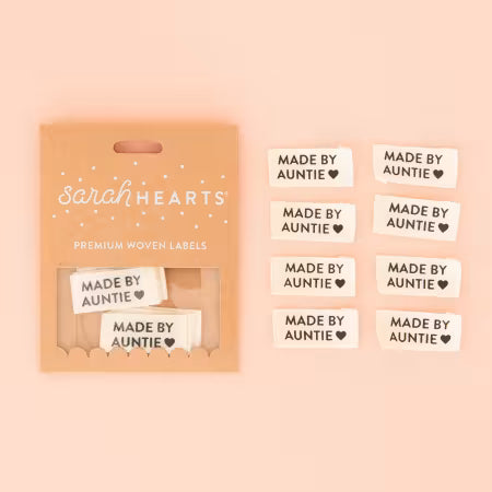 Made by Auntie Black/Natural Woven Labels - Sewing Woven Clothing Tags