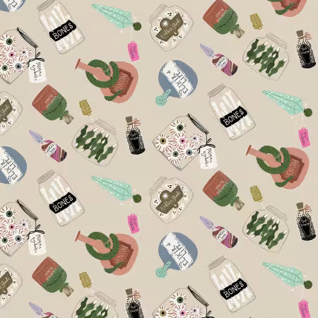 Hocus Pocus - Bone - Halloween QUILTING COTTON/POPLIN