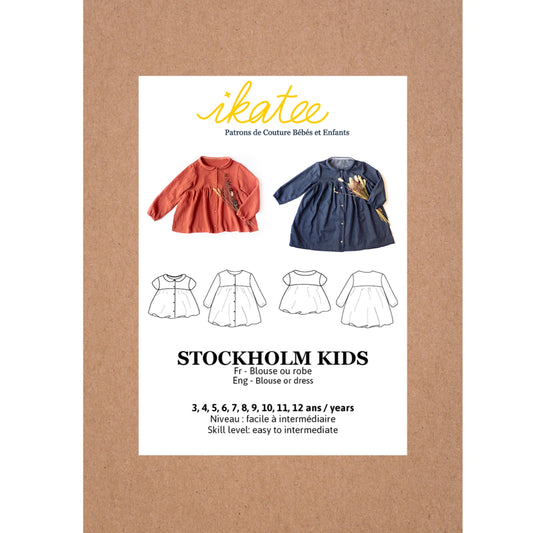 STOCKHOLM KIDS - Blouse & Dress - Girl 3-12Y - Paper Sewing Pattern - Ikatee Patterns