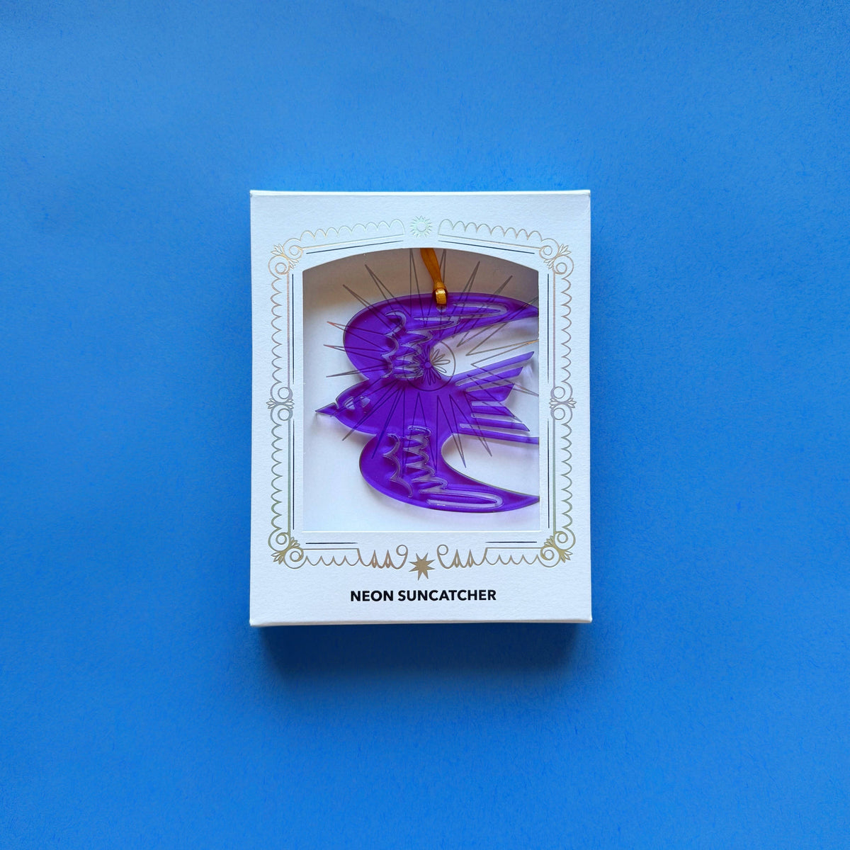Sparrow neon purple acrylic suncatcher by Pier Six Press