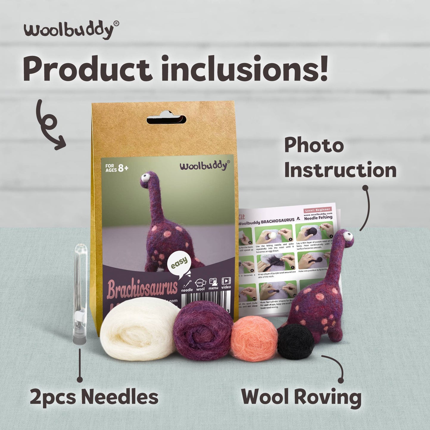 Beginner Brachiosaurus Needle Felting Kit – DIY Craft Gift