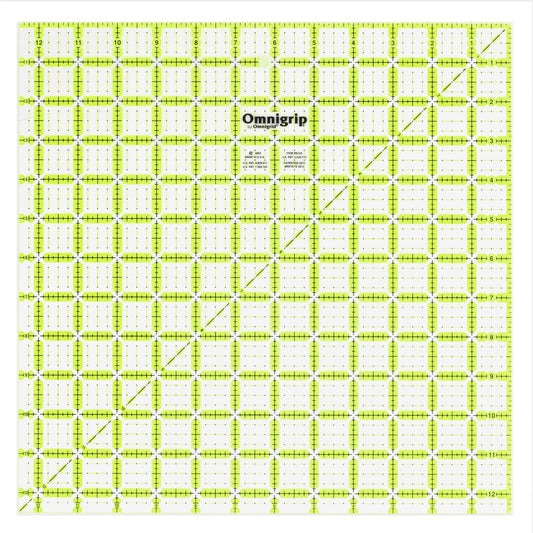 Acrylic Ruler 12.5" x 12.5" square Omnigrip - homesewn