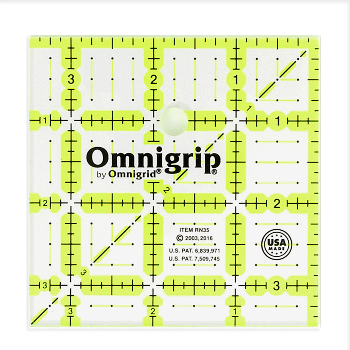 Acrylic Ruler 3.5" x 3.5" square Omnigrip - homesewn