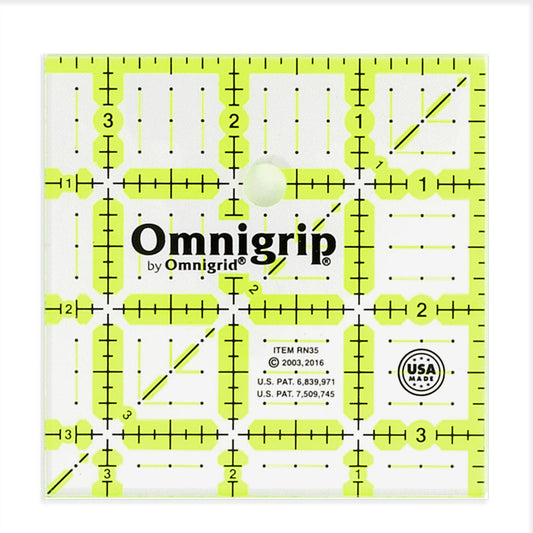 Acrylic Ruler 3.5" x 3.5" square Omnigrip - homesewn
