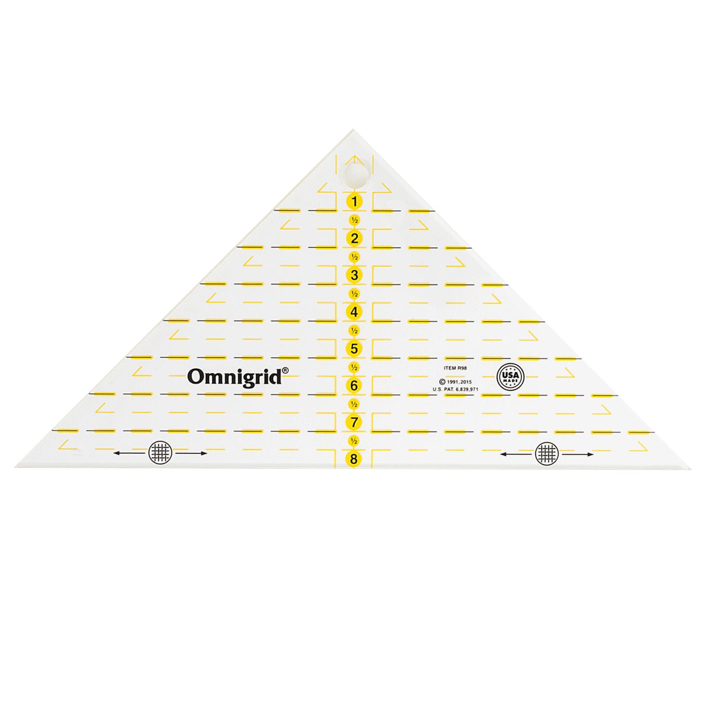 Acrylic Ruler Right Triangle 8" Quarter - Square Triangles Omnigrip - homesewn