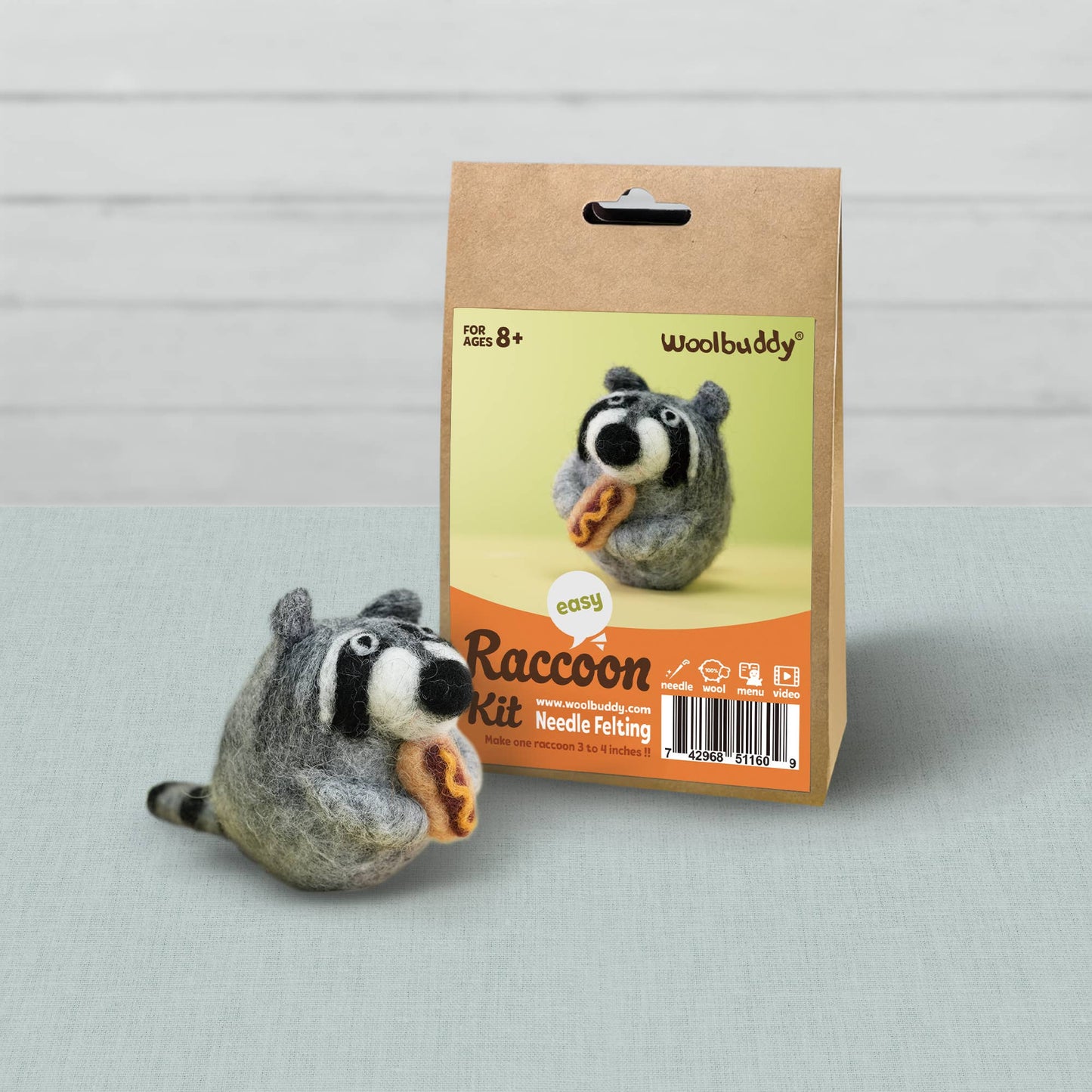 Beginner Raccoon Needle Felting Kit – DIY Craft Gift