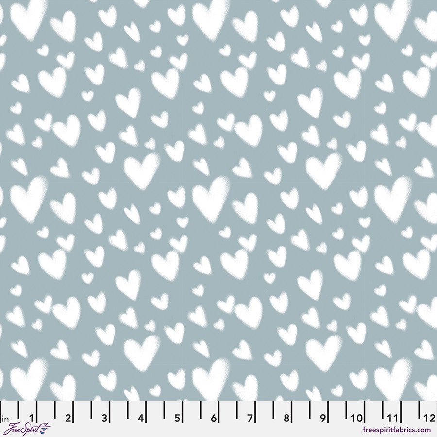 Air Mail - Cloud Hearts - Blue - QUILTING COTTON/POPLIN - homesewn