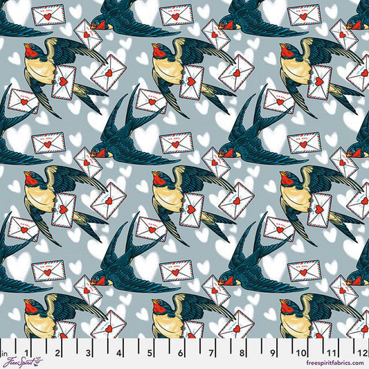 Air Mail - Love Letters - Blue - QUILTING COTTON/POPLIN - homesewn