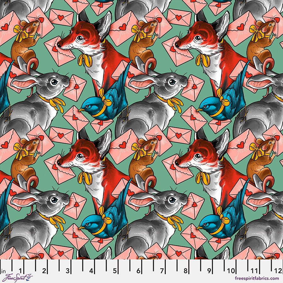 Air Mail - Pen Pals - Blue - QUILTING COTTON/POPLIN - homesewn