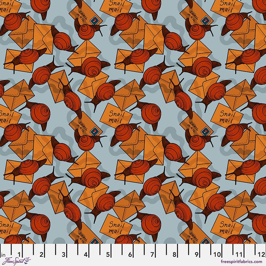 Air Mail - Snail Mail - Blue - QUILTING COTTON/POPLIN - homesewn