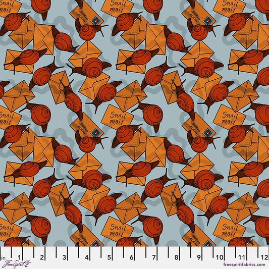 Air Mail - Snail Mail - Blue - QUILTING COTTON/POPLIN - homesewn