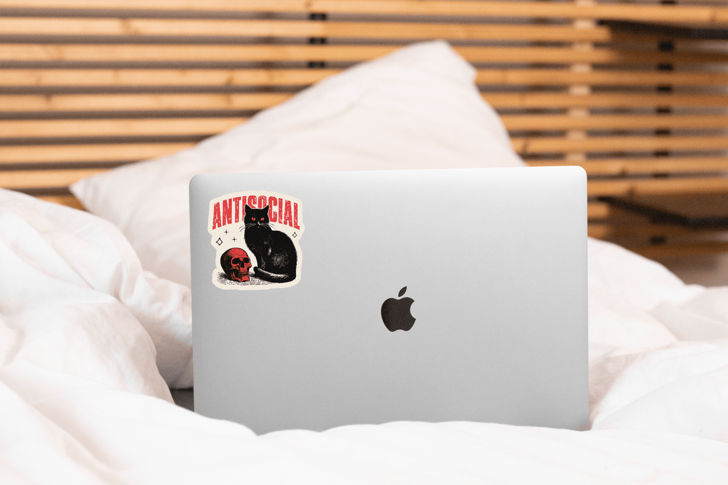 Antisocial Sticker - cat, kitten, introvert, skull, creepy - homesewn