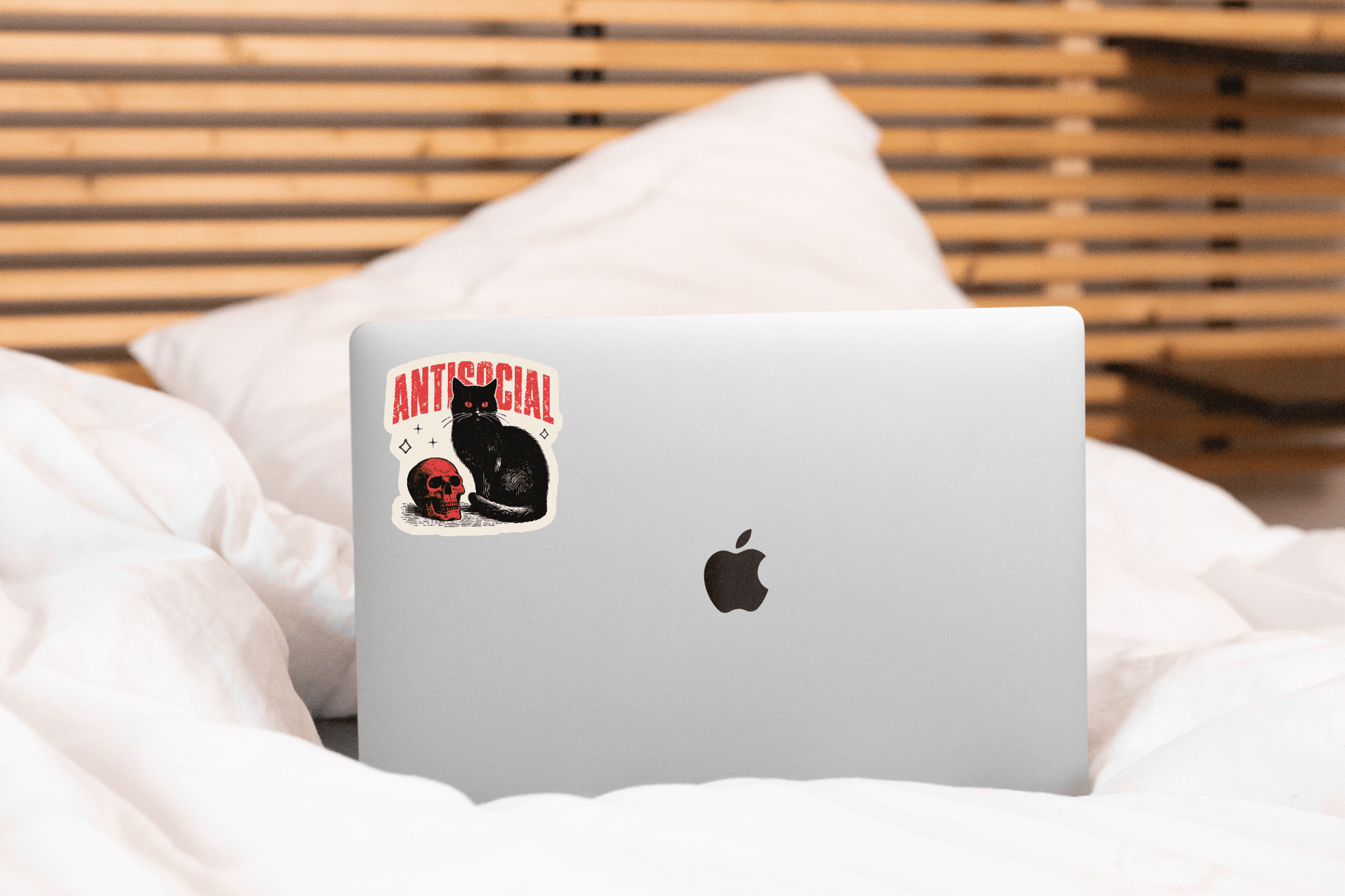 Antisocial Sticker - cat, kitten, introvert, skull, creepy - homesewn