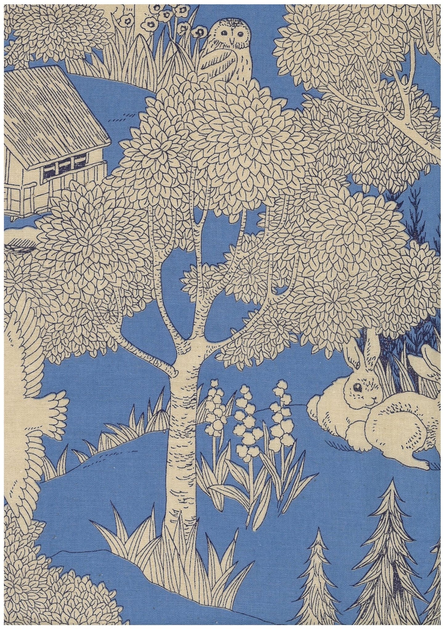 Arriving Late November: Marble SUD/Kokka Forest Toile - Blue - COTTON/LINEN Sheeting Fabric - homesewn