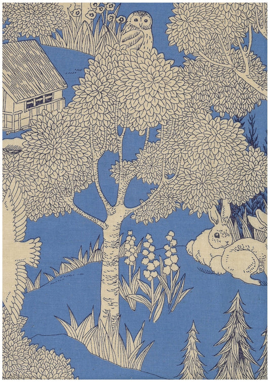 Arriving Late November: Marble SUD/Kokka Forest Toile - Blue - COTTON/LINEN Sheeting Fabric - homesewn
