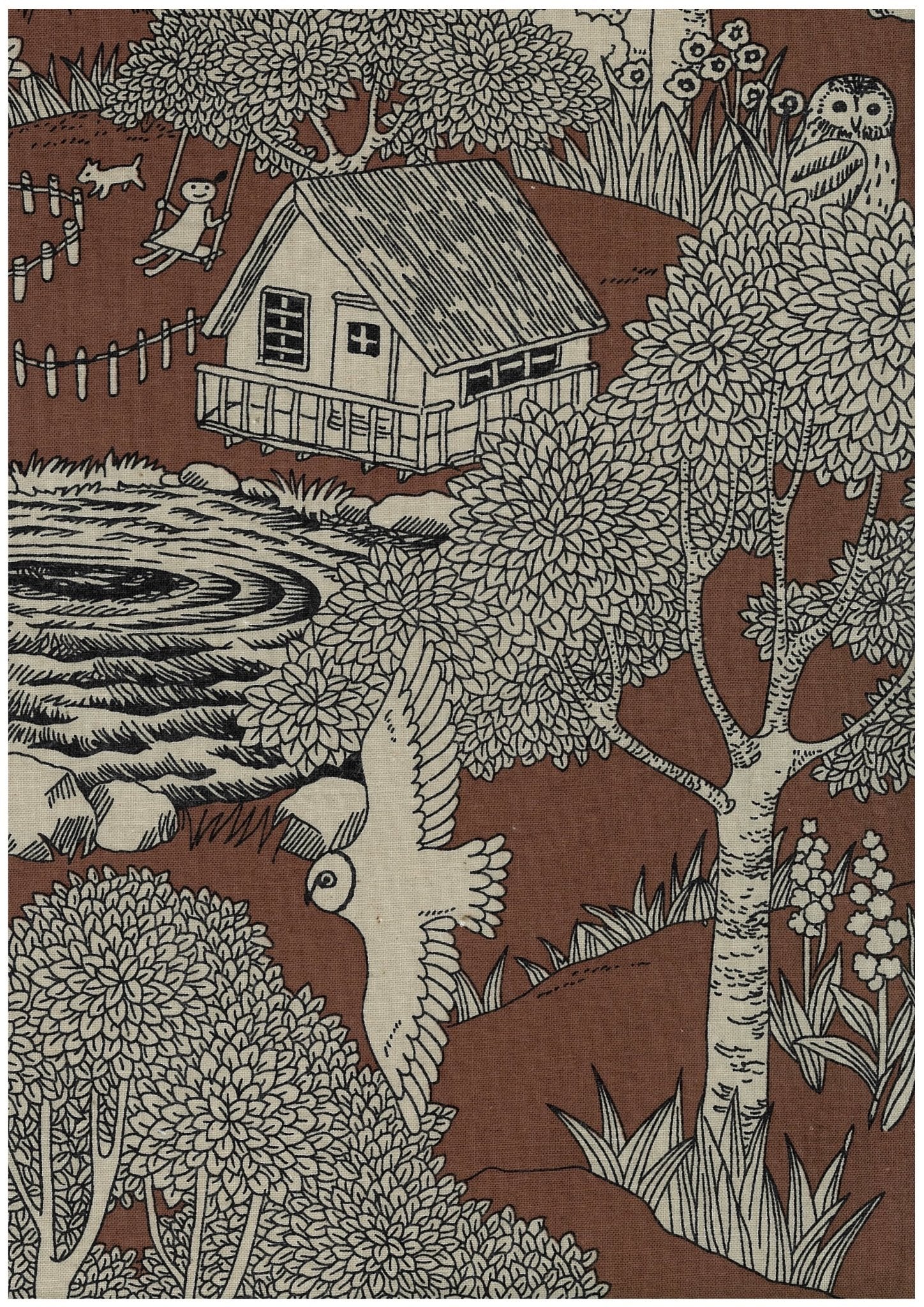Arriving Late November: Marble SUD/Kokka Forest Toile - Chocolate - COTTON/LINEN Sheeting Fabric (Copy) - homesewn