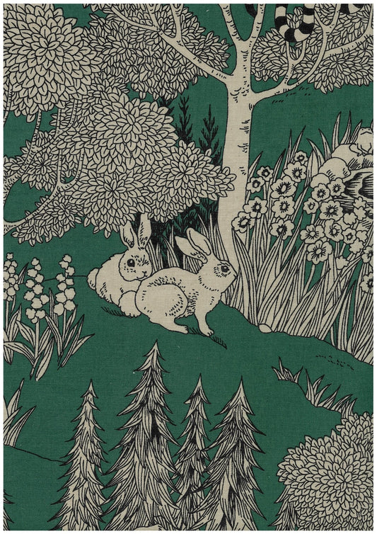 Arriving Late November: Marble SUD/Kokka Forest Toile - Hunter - COTTON/LINEN Sheeting Fabric - homesewn