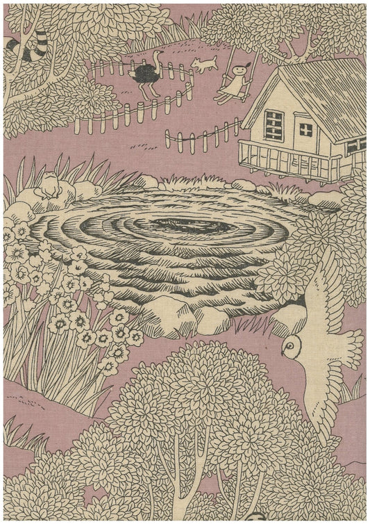 Arriving Late November: Marble SUD/Kokka Forest Toile - Mauve - COTTON/LINEN Sheeting Fabric - homesewn