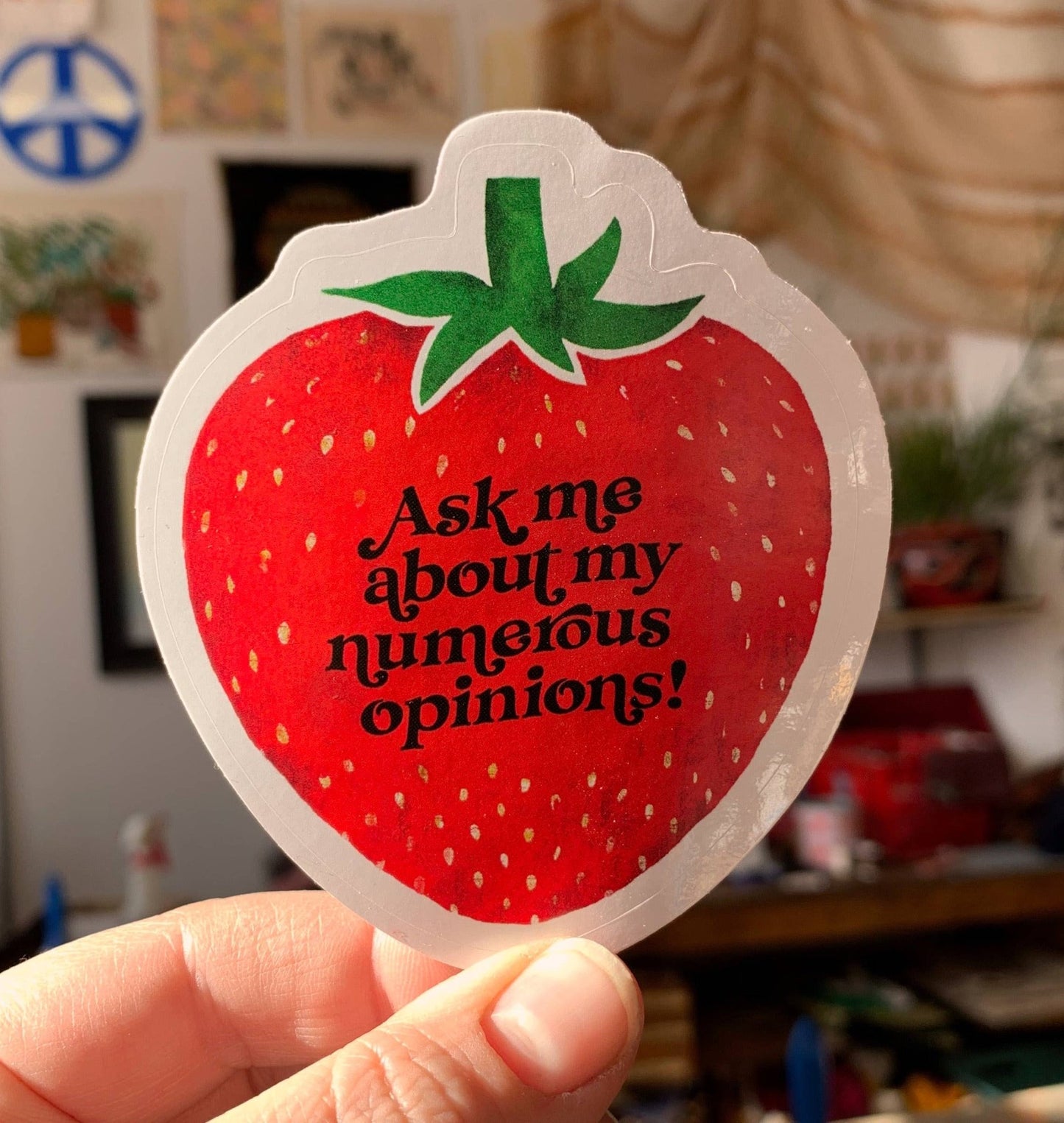 Ask Me About My Numerous Opinions - Weatherproof Sticker - homesewn