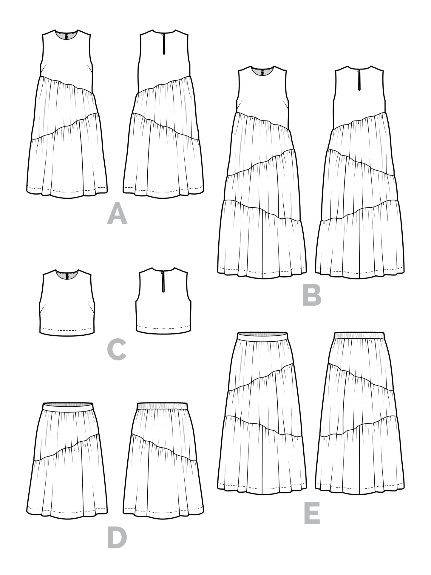 Azure Dress, Skirt + Top Pattern PDF DOWNLOAD - homesewn