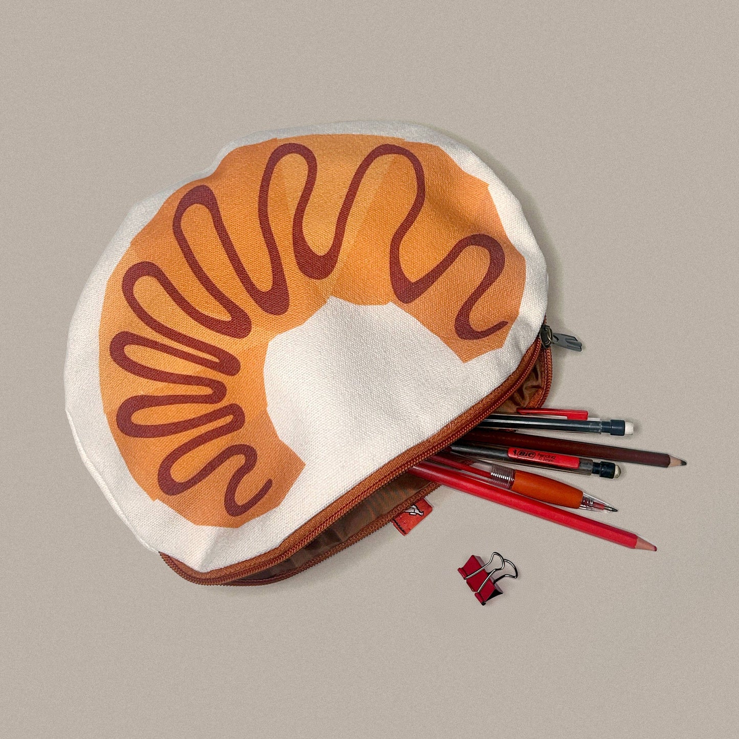 Croissant Canvas Zipper Pouch/Pencil Case