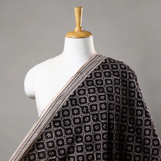 Bagh Hand Block Print Cotton Fabric - Black - homesewn