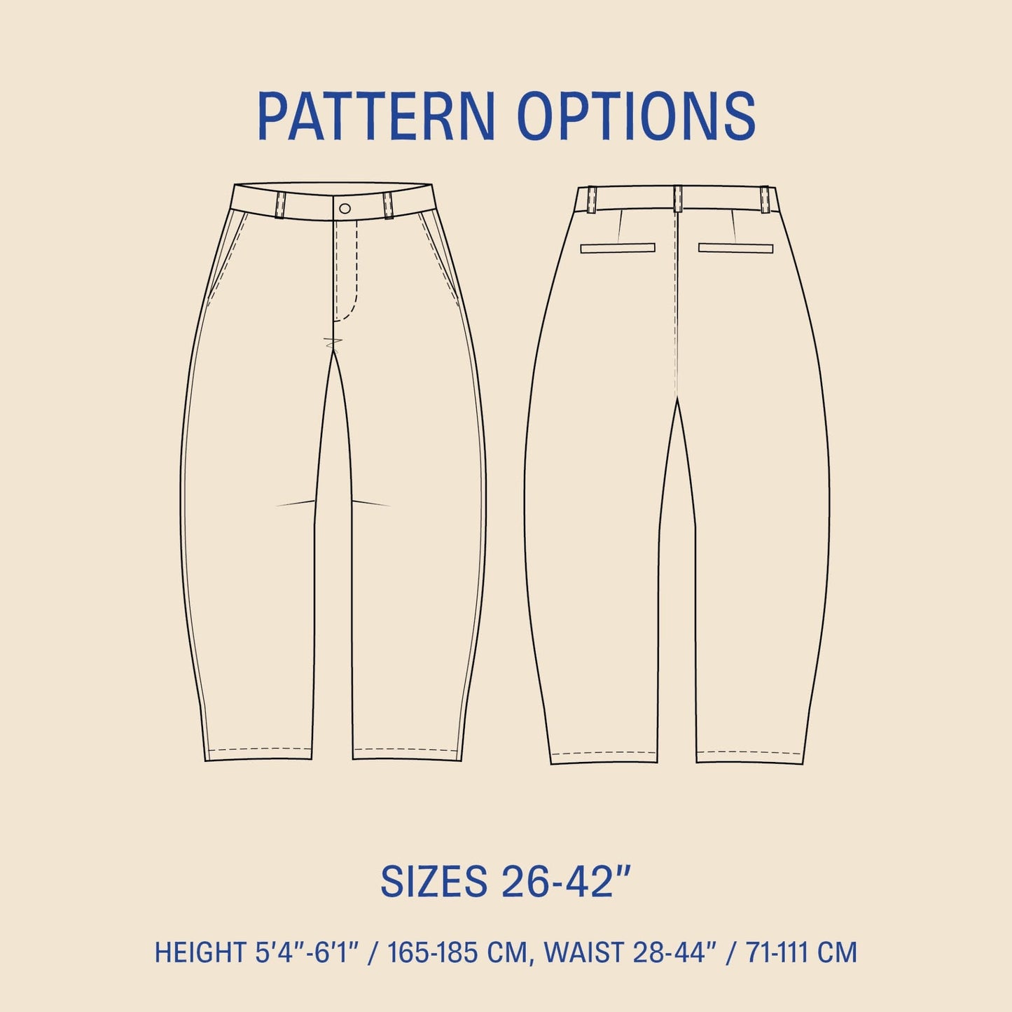 Barrel Chino Pants Sewing Pattern PDF DOWNLOAD - homesewn