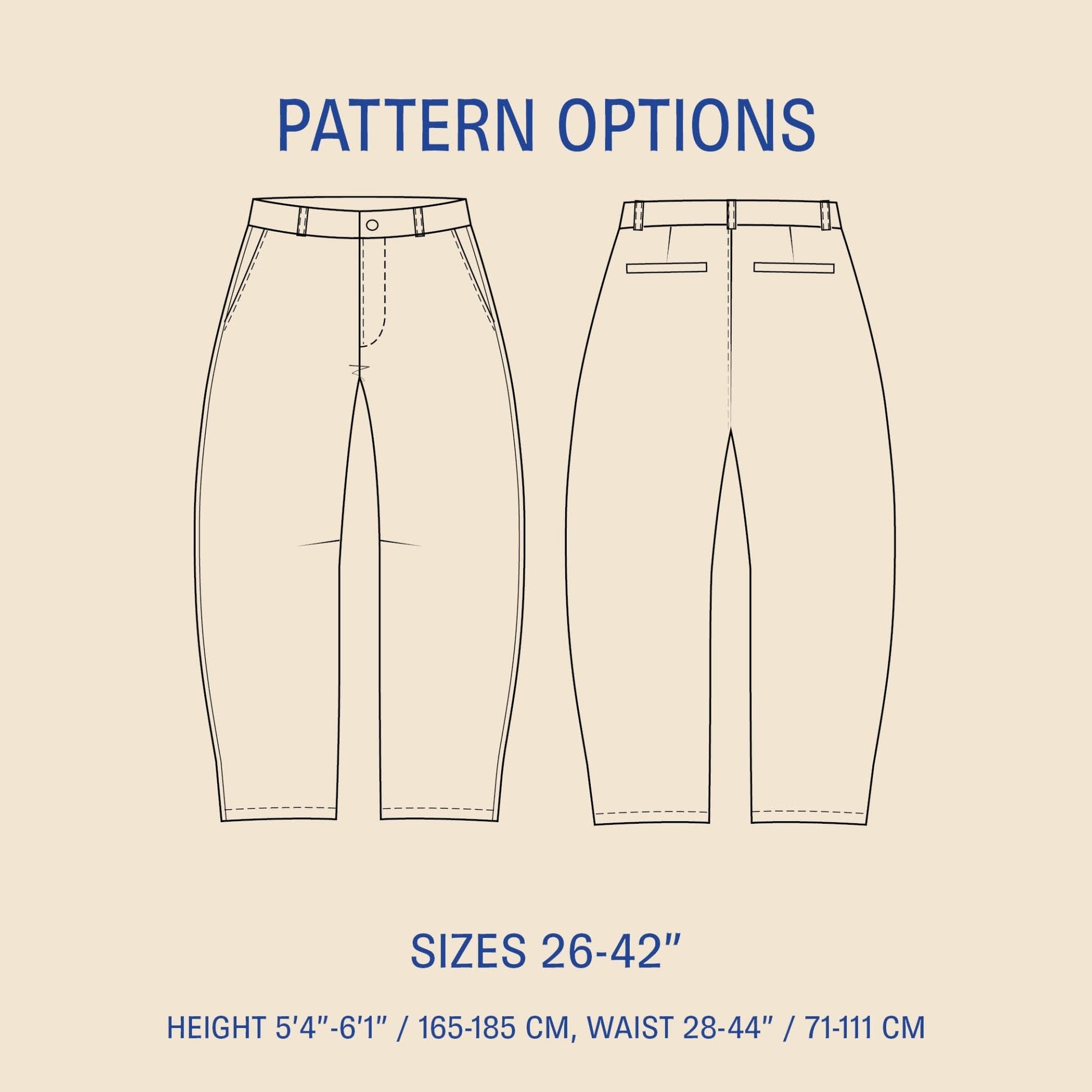 Barrel Chino Pants Sewing Pattern PDF DOWNLOAD - homesewn
