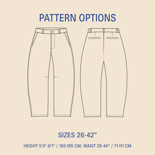 Barrel Chino Pants Sewing Pattern PDF DOWNLOAD - homesewn