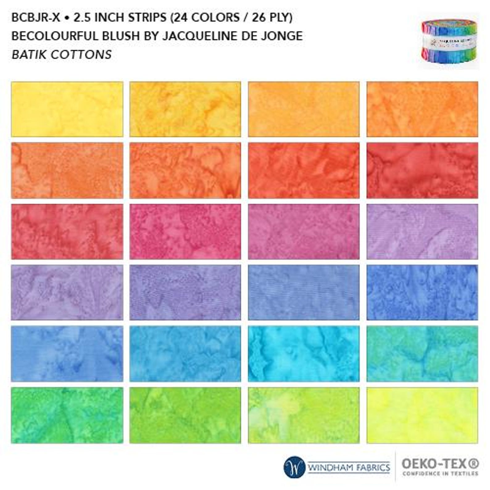 Be Colourful 2.5" Story Strips Batik Cotton Jelly Roll - homesewn