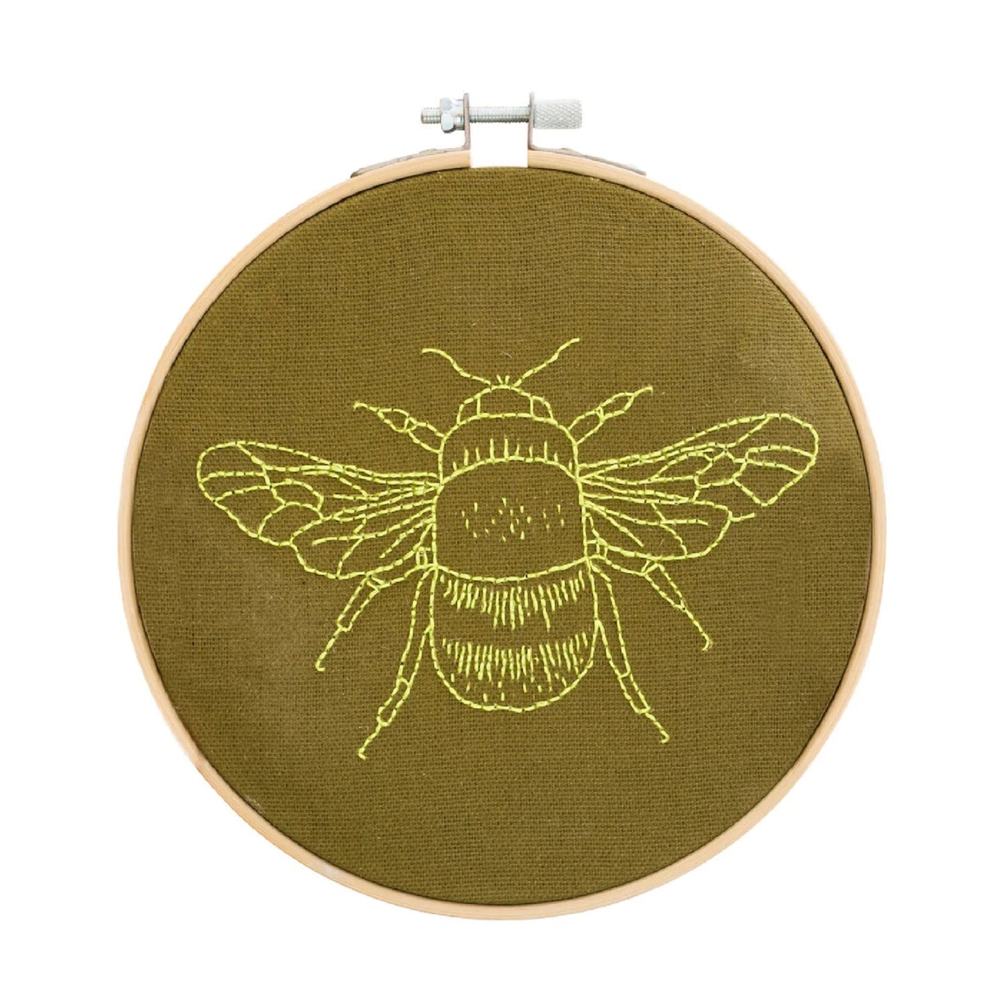 Bee Embroidery Hoop Kit - Khaki Yellow - homesewn