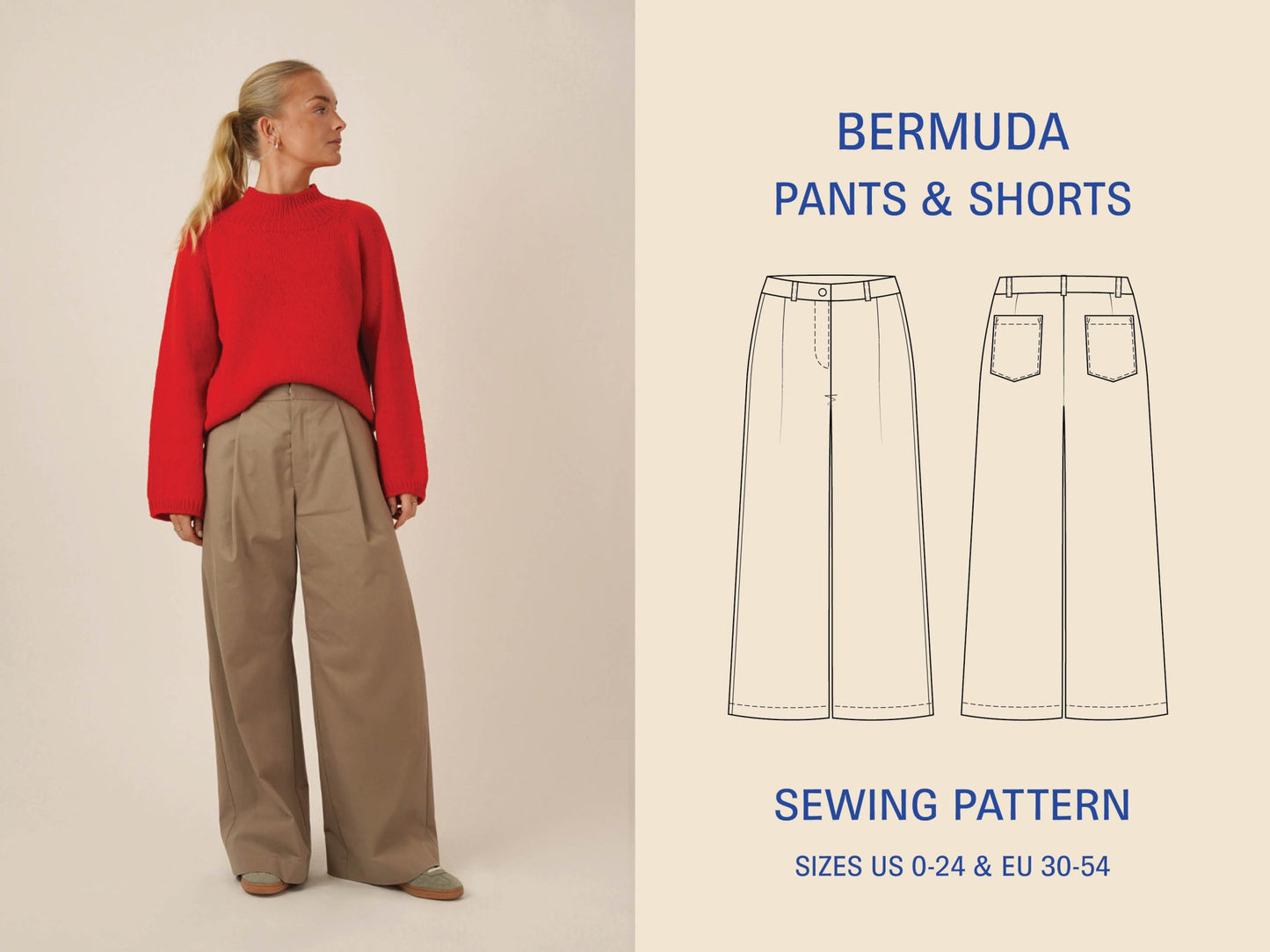 Bermuda Pants and shorts sewing pattern PDF DOWNLOAD - homesewn