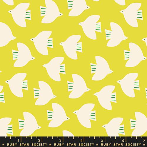 Birds - Citron - Catnap QUILTING COTTON/POPLIN - homesewn