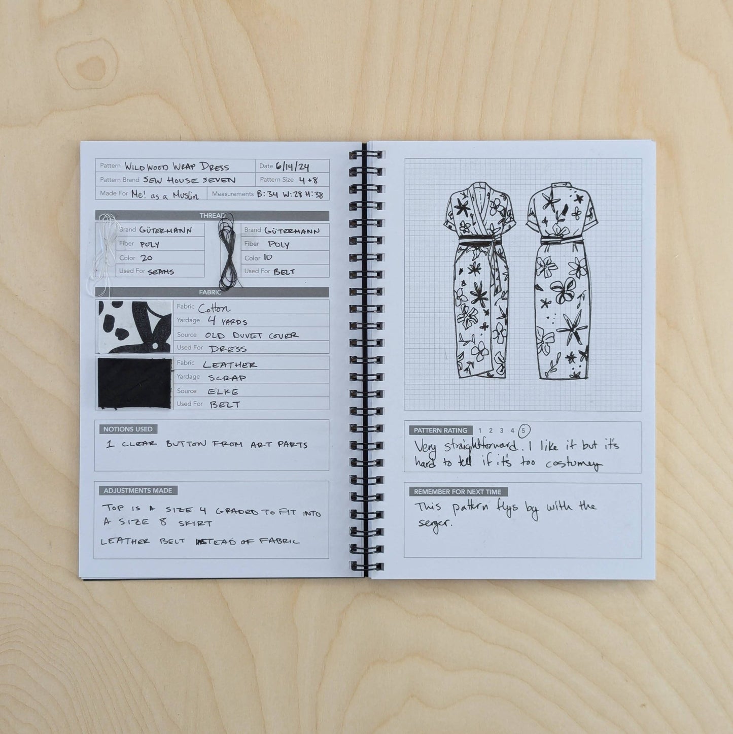 Black & White Sewing Journal - homesewn