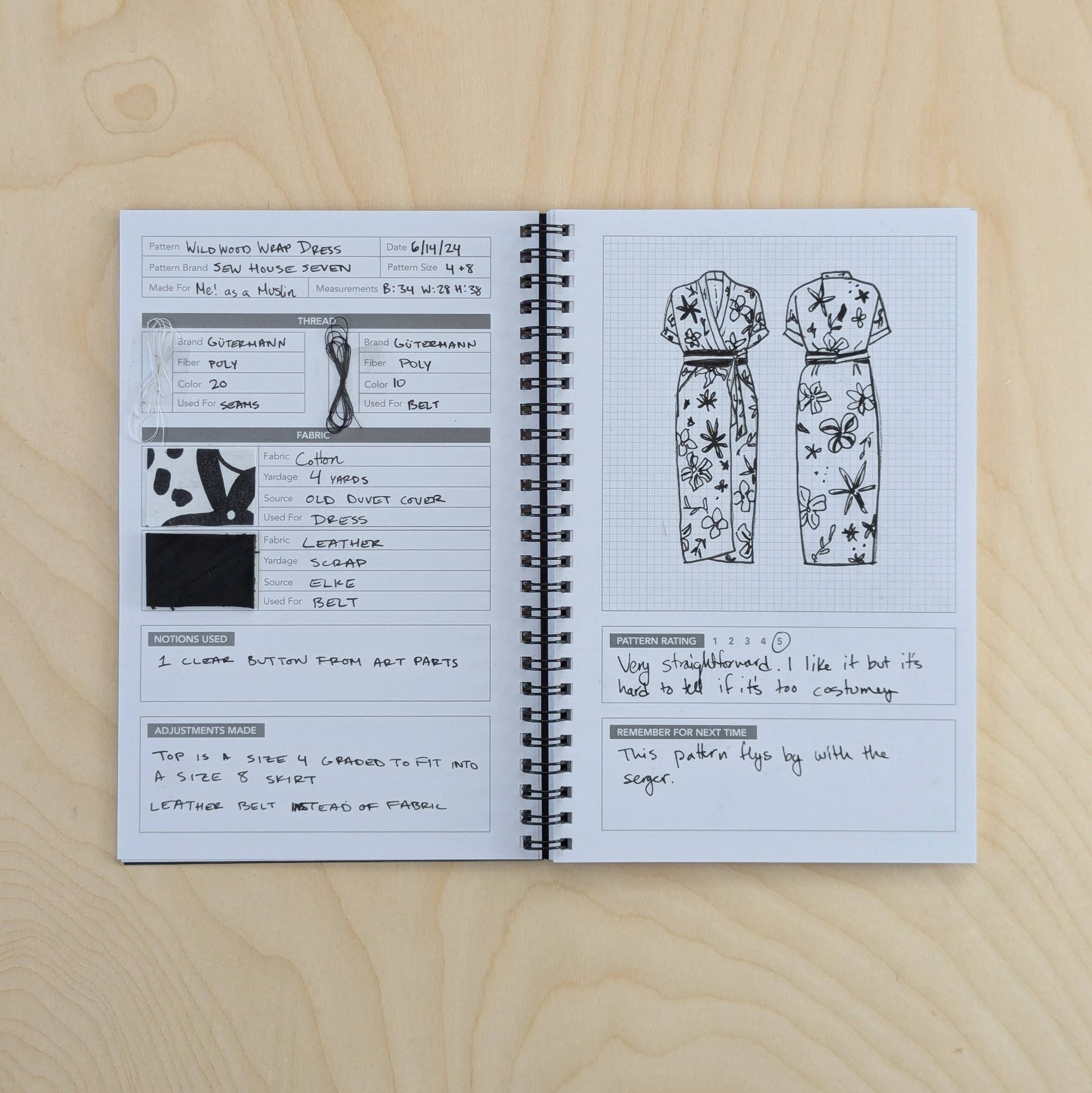 Black & White Sewing Journal - homesewn