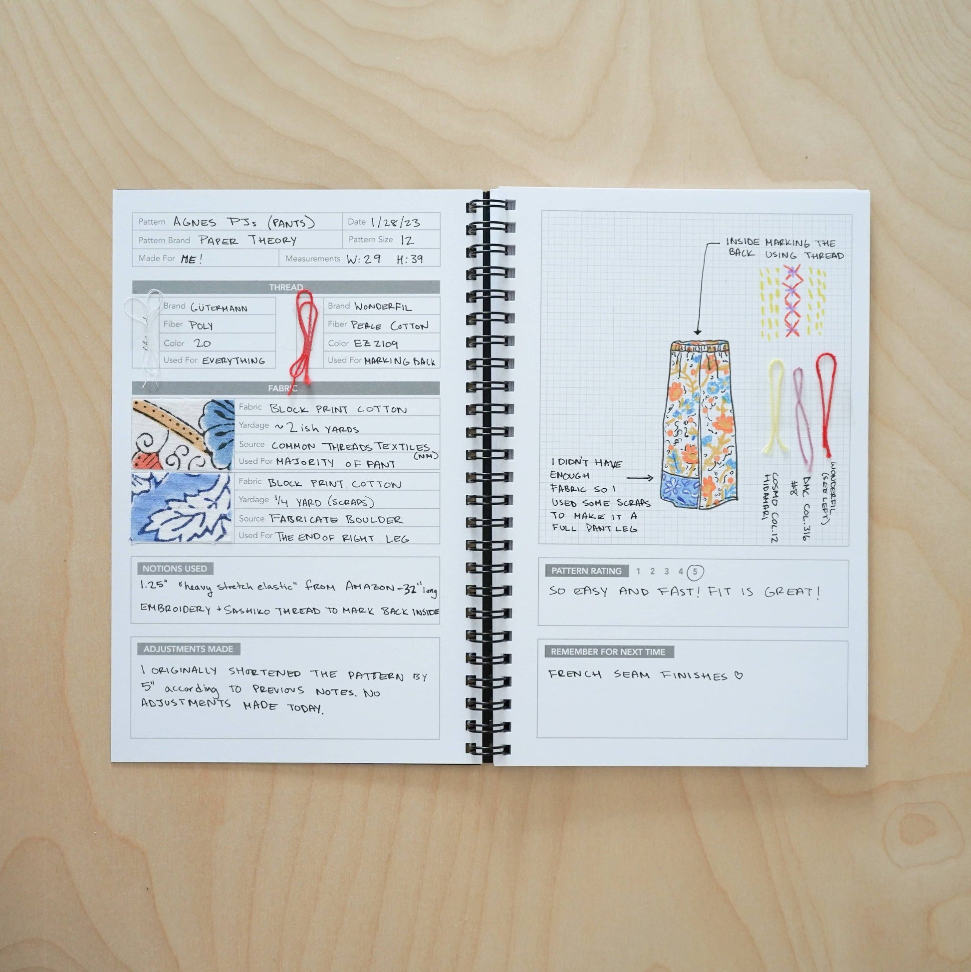 Black & White Sewing Journal - homesewn