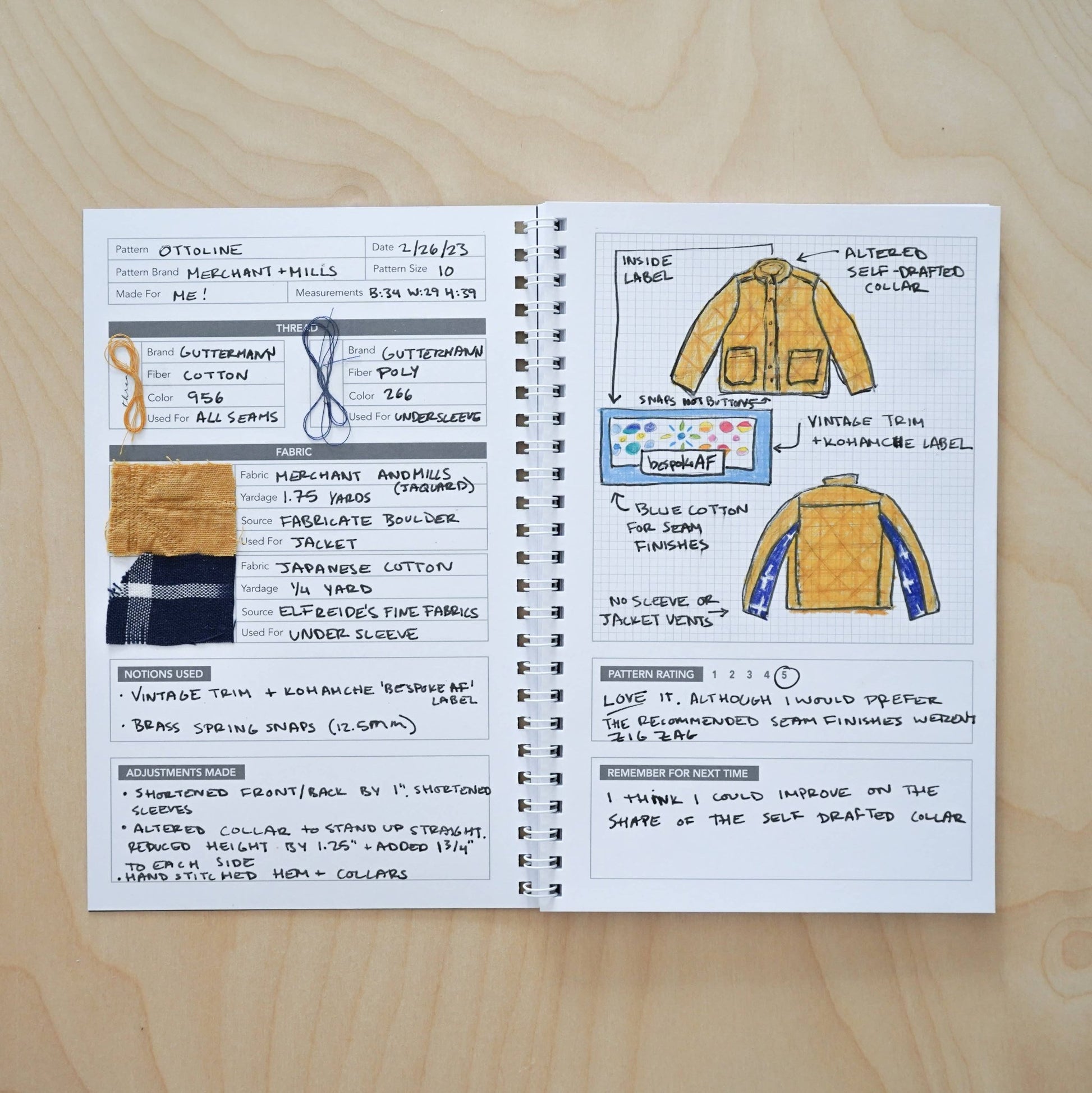 Black & White Sewing Journal - homesewn