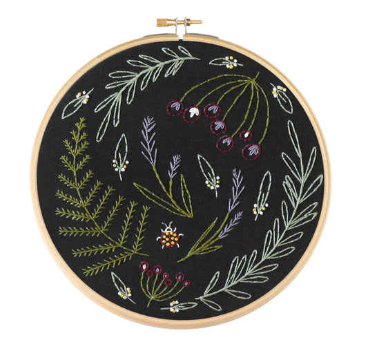 Black Wildwood Embroidery Kit - homesewn
